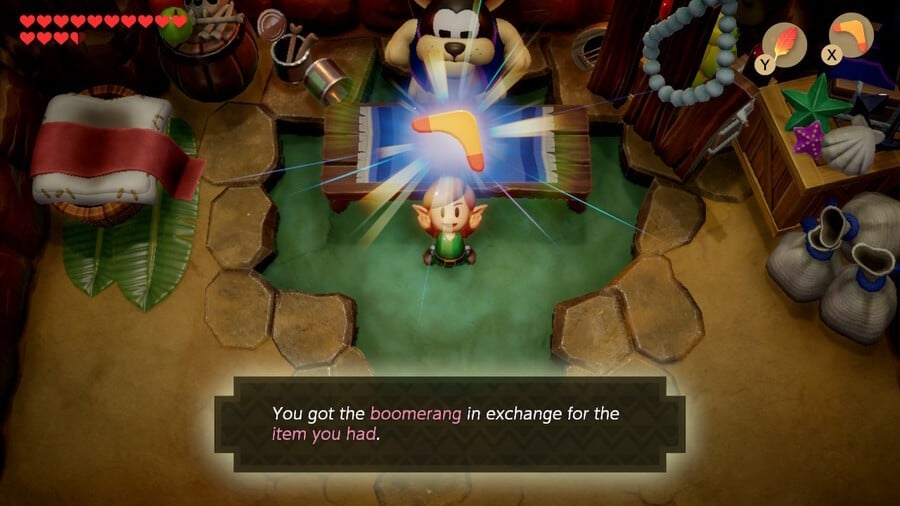 Link receives the Boomerang in exchange for another item