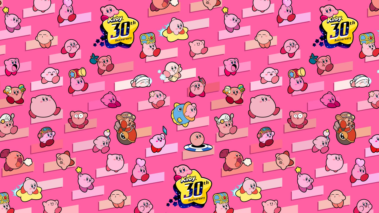 Chào mừng ngày kỉ niệm 30 năm của Kirby! Bạn có muốn chiêm ngưỡng bức hình nền mừng ngày kỉ niệm này không? Chắc chắn sẽ tạo động lực cho bạn trong cả ngày!