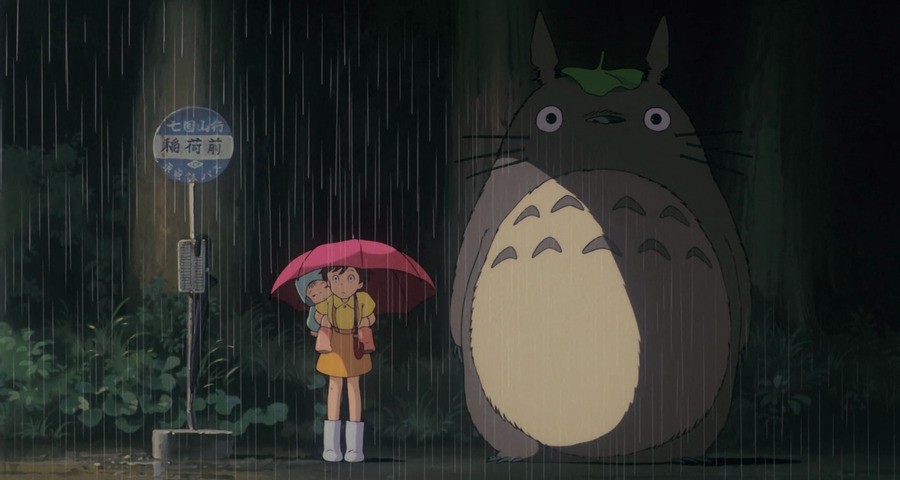 The famous bus stop scene from My Neighbor Totoro