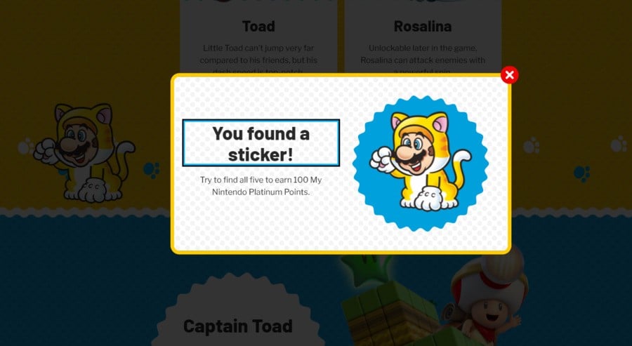 Stickers on Nintendo website