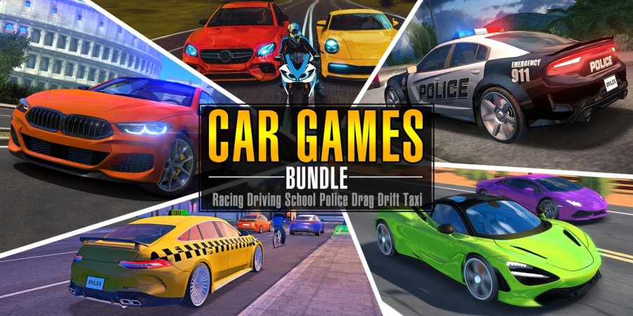 Car Games Bundle - Racing Driving School Police Drag Drift Taxi