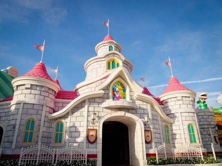 Peach's Castle at sunset is a sight to behold