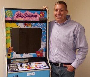 Whitney Roberts with the only Sky Skipper cabinet ever made