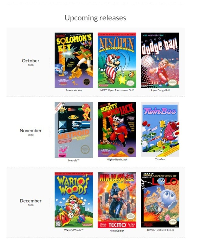 NES Upcoming Releases