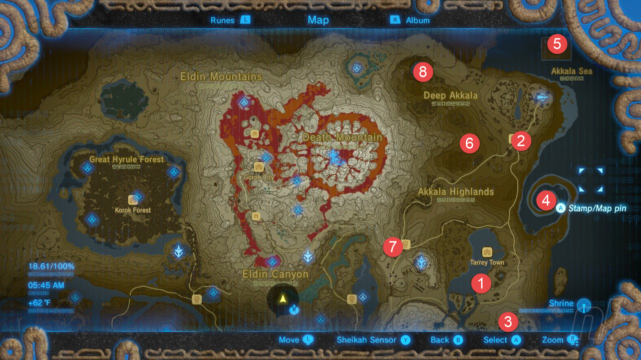 Legend Of Zelda Breath Of The Wild Map Location Of Shrines Vsamighty