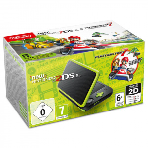 New Nintendo 2DS XL Black and Lime Green + Mario Kart 7