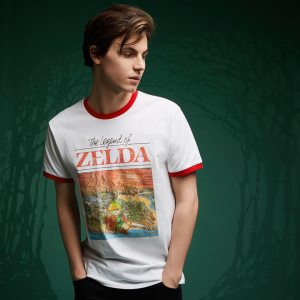 Legend Of Zelda Retro Box Art T-Shirt - White / Red Ringer