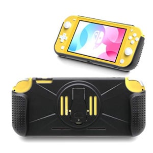 Hard Cover Case for Nintendo Switch Lite with Comfort Padded Hand Grips and Kickstand (Black)