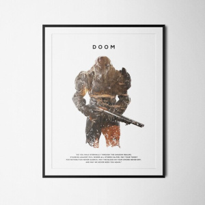 Doom Inspired Double Exposure Poster Print - Video Game Art
