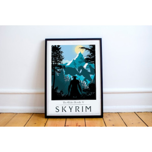 Skyrim poster, minimalist, posters, gaming print, wall art, video game art, computer game art, Elder scrolls