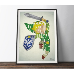 Legend of Zelda game Poster - Typography Quote Film Art Print. Link gaming word art geek gift for Him or Her