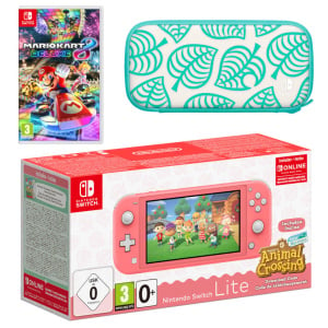 Nintendo Switch Lite (Coral) + Animal Crossing: New Horizons + Nintendo Switch Online (3 Months) + Mario Kart 8 Deluxe Pack