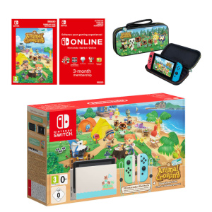 Nintendo Switch Animal Crossing: New Horizons Edition + Deluxe Travel Case + Nintendo Switch Online (3 Months) Pack