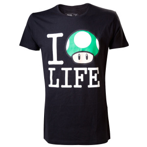 Mushroom I LOVE LIFE - T-Shirt (Black)