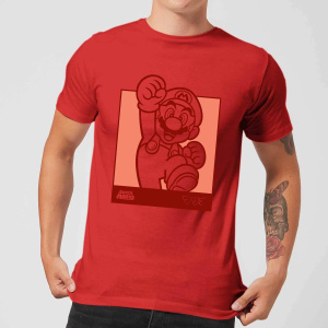 Nintendo Super Mario Mario Kanji Line Art Men's T-Shirt - Red