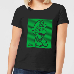 Nintendo Super Mario Luigi Retro Line Art Women's T-Shirt - Black