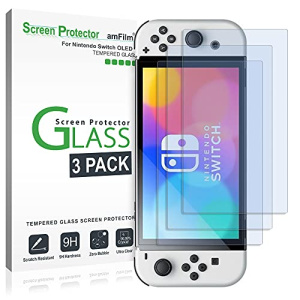 amFilm Tempered Glass Screen Protector Compatible with Nintendo Switch OLED