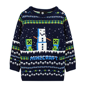 Vanilla Underground Minecraft Jumper Boys & Girls Creeper Knitted Long Sleeve Kids Christmas Sweater 7-8 Years