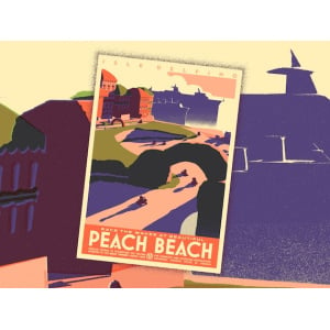 Mario Kart Inspired Peach Beach Vintage Style Artwork