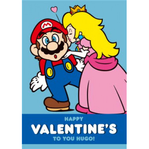 Super Mario And Princess Peach Kiss Valentine's Day Card