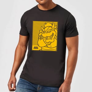 Super Mario Bowser Retro Line Art Men's T-Shirt - Black