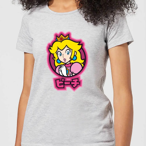 Super Mario Peach Kanji Women's T-Shirt - Grey