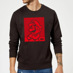 Super Mario Mario Retro Line Art Sweatshirt - Black