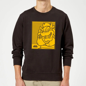Super Mario Bowser Retro Line Art Sweatshirt - Black