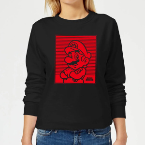 Super Mario Retro Line Art Women's Sweatshirt - Black
