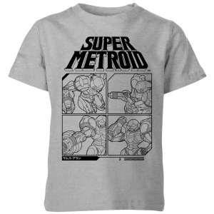 Super Metroid Instructional Panel Kids' T-Shirt - Grey