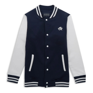 Sonic The Hedgehog Sonic Embroidered Varsity Jacket - Navy/White