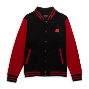 Sonic The Hedgehog Knuckles The Echidna Embroidered Varsity Jacket - Black/Red