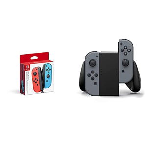 Nintendo Switch Joy-Con Controller Pair - Neon Red/Neon Blue & Joy-Con Comfort Grip