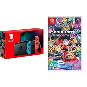 Nintendo Switch Neon Blue and Neon Red Joy‑Con + Mario Kart 8 Deluxe