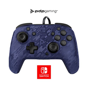 PDP Gaming Deluxe+ Wired Switch Pro Controller - Blue Camo