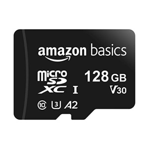 Amazon Basics - MicroSDXC, 128 GB, with SD Adapter, A2, U3, Read Speed up to 100 MB/s
