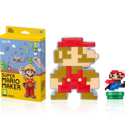 Super Mario Maker + Mario Modern Colours amiibo + 8-Bit Mario Soft Toy