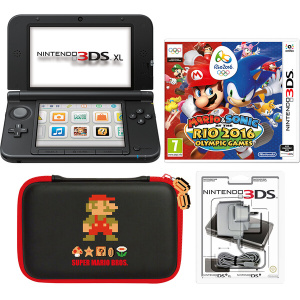 Nintendo 3DS XL Black + Mario & Sonic at the Rio 2016 Olympic Games Pack