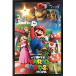 Super Mario Bros. Movie - Mushroom Kingdom Key Art Wall Poster, 22.375" x 34" Framed