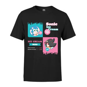 Official Sonic the Hedgehog Ice Cream 'Sonic & Shadow' Menu Black Unisex T-shirt