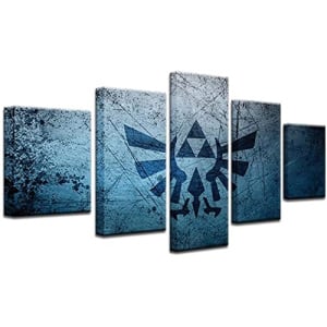 Zelda Triforce Poster Home Decor Wall Art 5 Panel Canvas