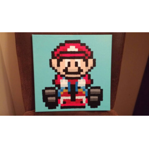 Mario from Mario Kart SNES pixel painting