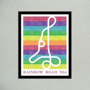 Mario Kart 64 Rainbow Road Track Map Poster