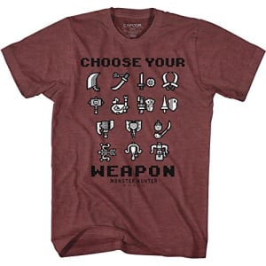 Monster Hunter Choose Your Weapon Vintage Maroon Heather T-Shirt