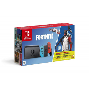 Nintendo Switch Neon Blue/Red Fortnite Edition with Fortnite Currency + Double Helix Bundle