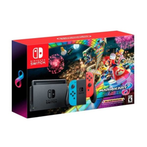 Nintendo Switch with Mario Kart 8 Deluxe Console Bundle - Neon Blue/Red