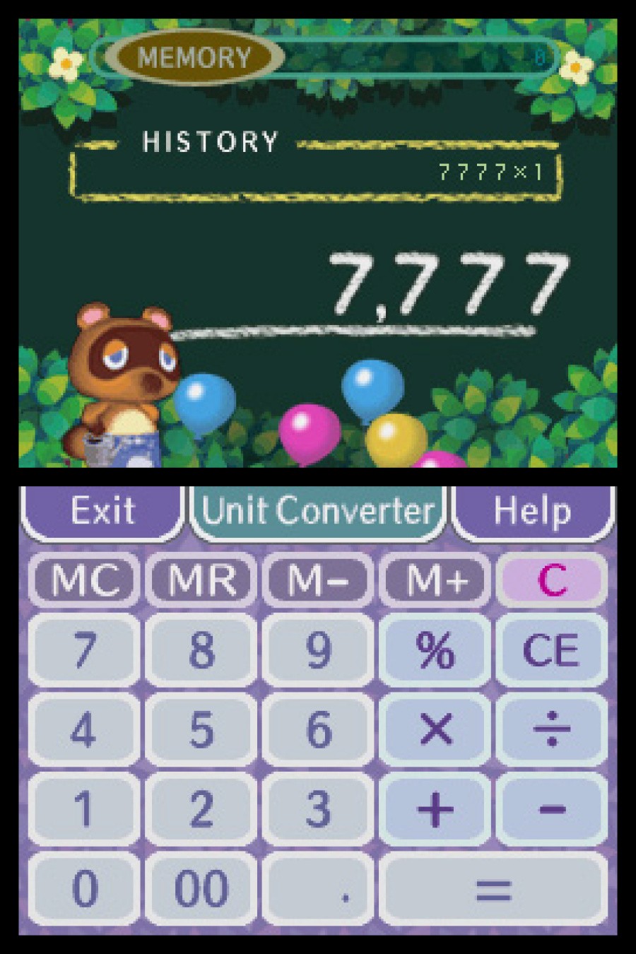 Animal Crossing Calculator (DSiWare) Screenshots