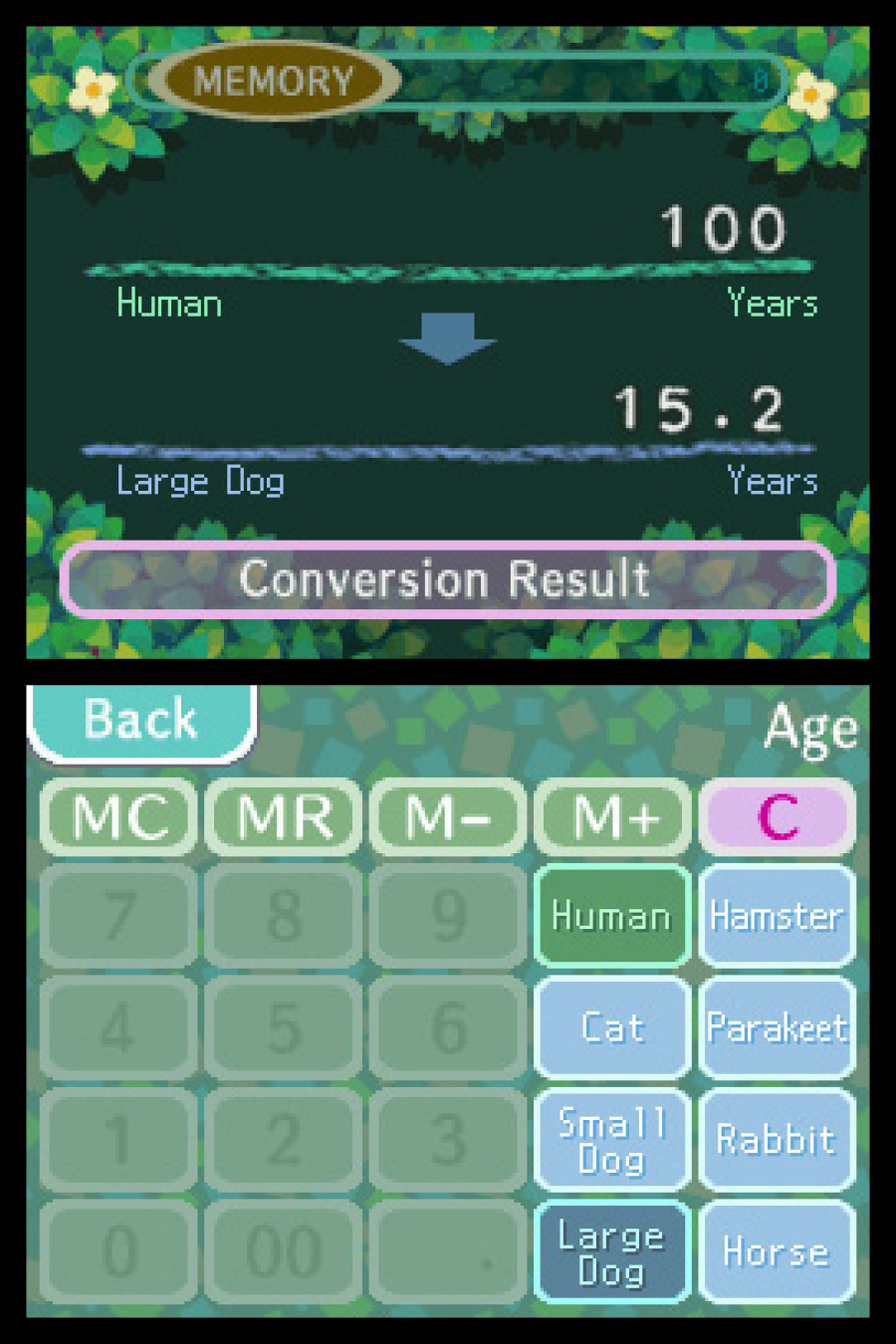 Animal Crossing Calculator (DSiWare) Screenshots