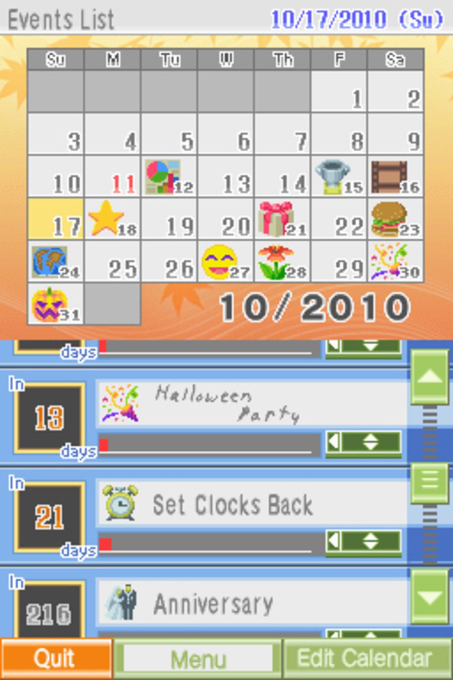 Nintendo Countdown Calendar (DSiWare) Screenshots