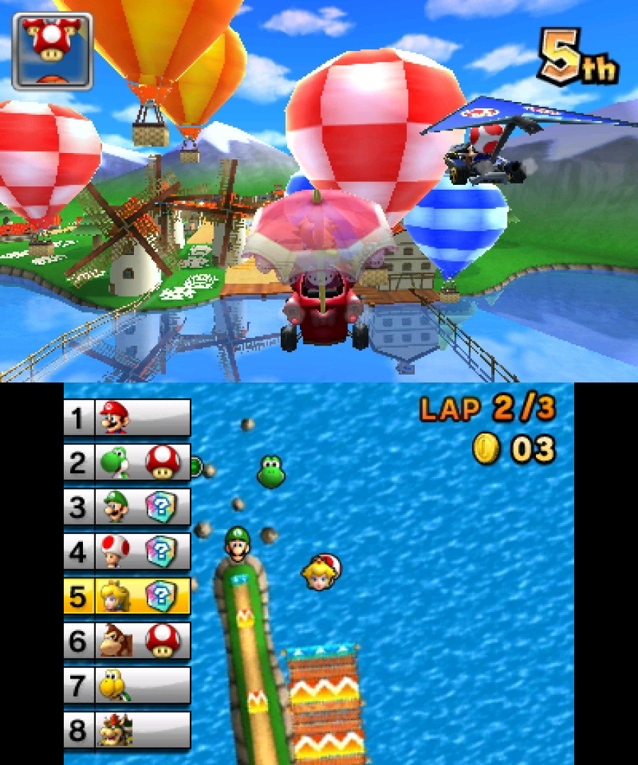 Mario Kart 7 gliding screenshot
